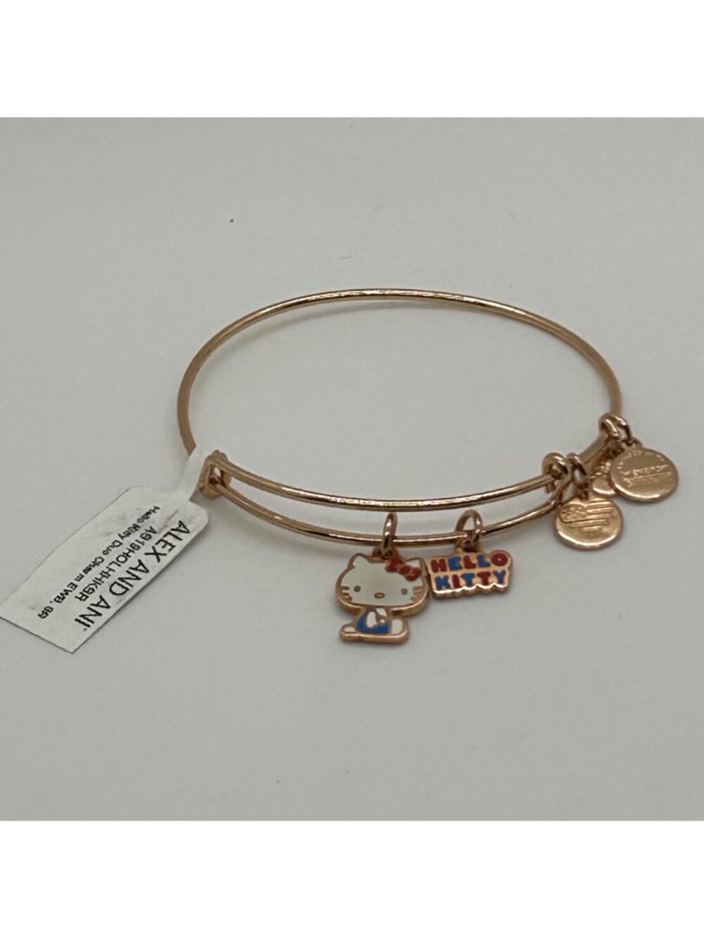 Alex And Ani Hello Kitty Duo Charm Bangle Bracelet Rose Gold Tone Expandable - Picture 11 of 11